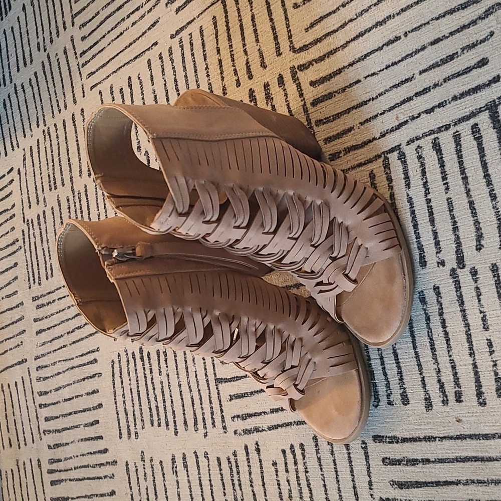 Tan caged sandals